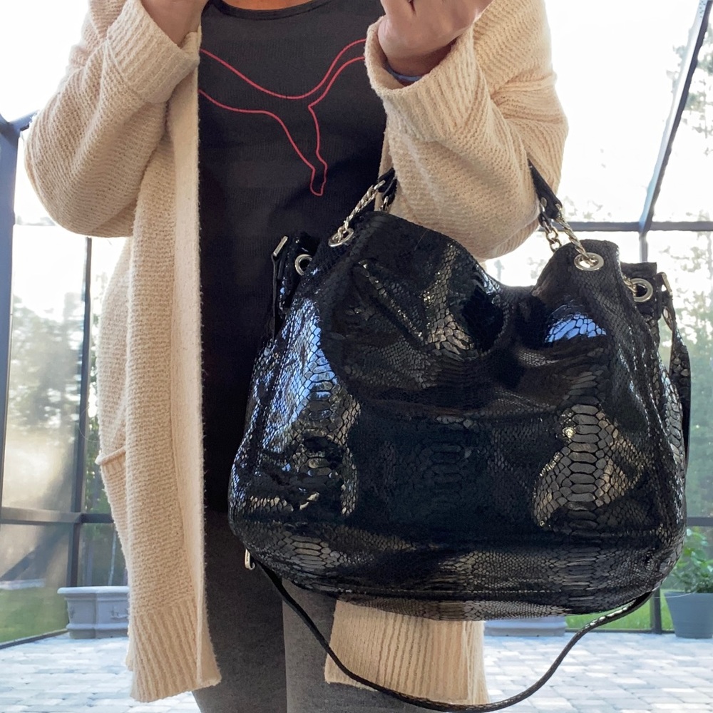 Michael Kors snakeskin shoulder bag, black